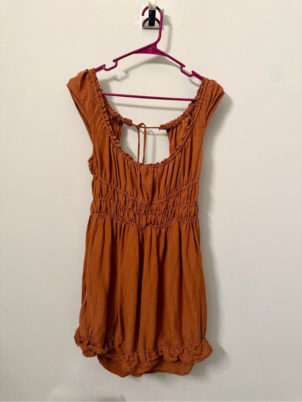 Anthropologie - Smocked Waist Mini Dress (Rust Orange)